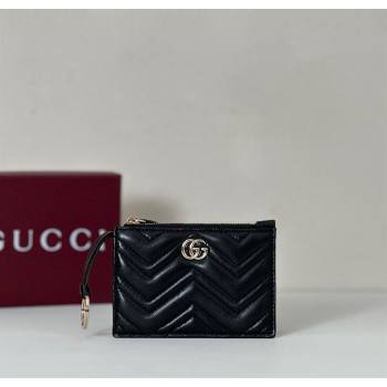 Gucci GG Marmont Leather zip key pouch Black 2025 837747 (DLH-250808025)