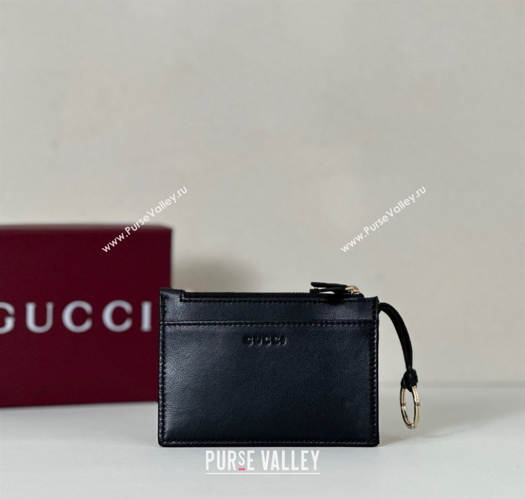 Gucci GG Marmont Leather zip key pouch Black 2025 837747 (DLH-250808025)