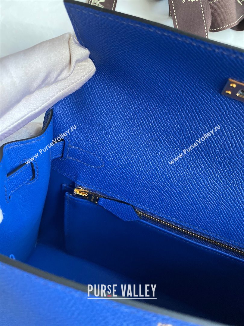 Hermes Kelly 25/28/32cm Bag in Original Epsom Leather Blue/Gold 2024 (Handmand) (M-24021915)