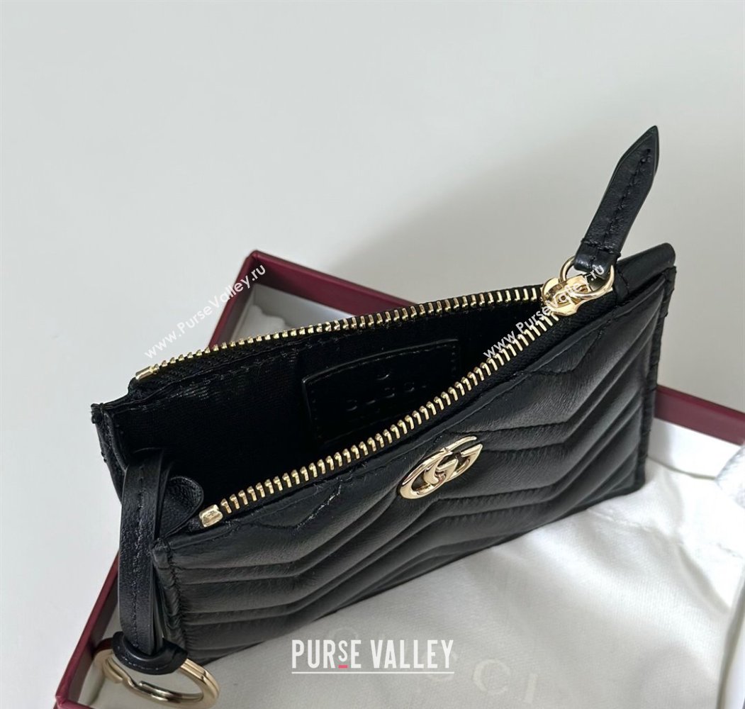 Gucci GG Marmont Leather zip key pouch Black 2025 837747 (DLH-250808025)