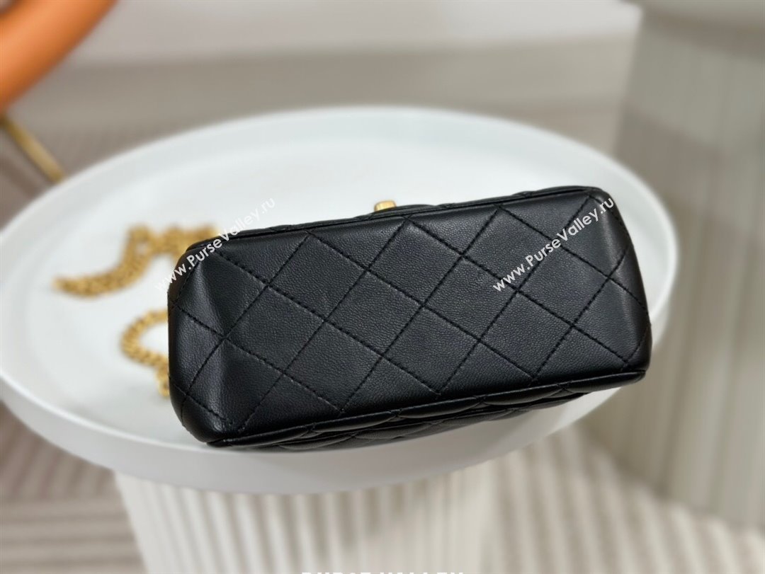 Chanel Lambskin Mini Square Flap Bag with Camellia Chain AS4040 Black 2024 (SM-24072327)