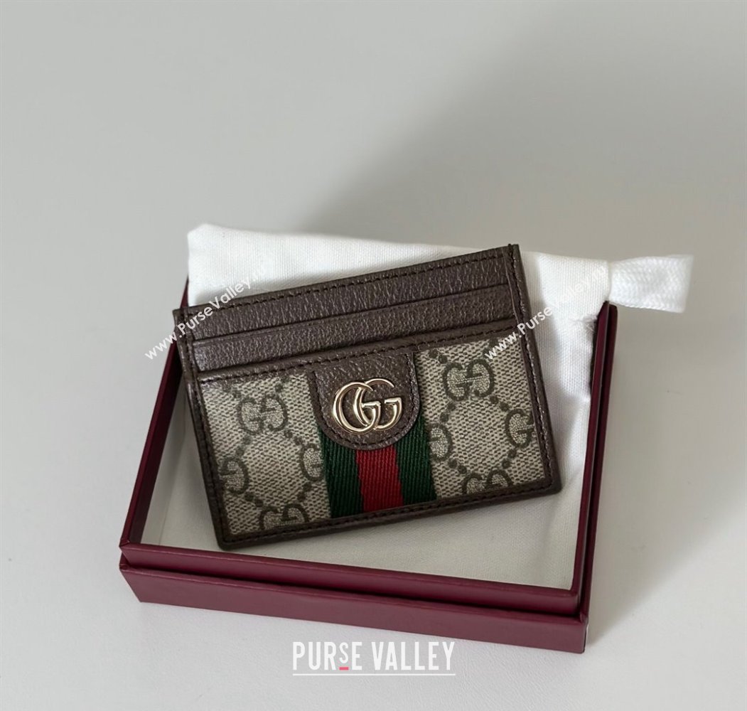 Gucci Ophidia GG Canvas Card Case Wallet Beige/Brown 2025 838486 (DLH-250808026)