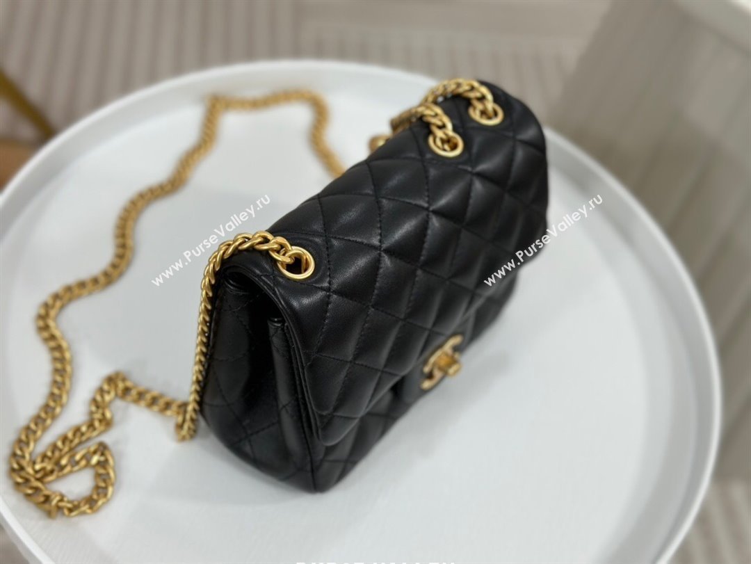 Chanel Lambskin Mini Square Flap Bag with Camellia Chain AS4040 Black 2024 (SM-24072327)