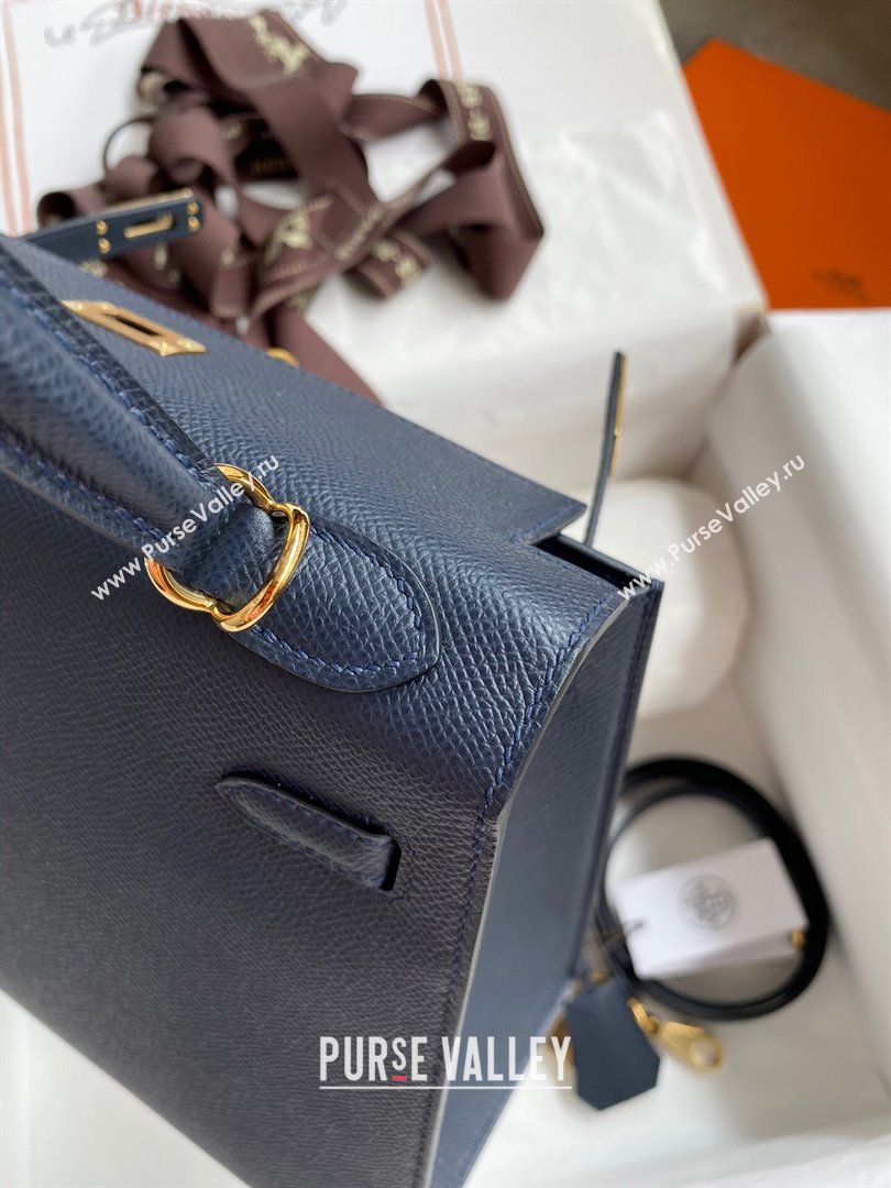 Hermes Kelly 25/28/32cm Bag in Original Epsom Leather Deep Blue/Gold 2024 (Handmand) (M-24021916)