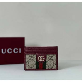 Gucci Ophidia GG Canvas Card Case Wallet Beige/Ancora Red 2025 838486 (DLH-250808027)