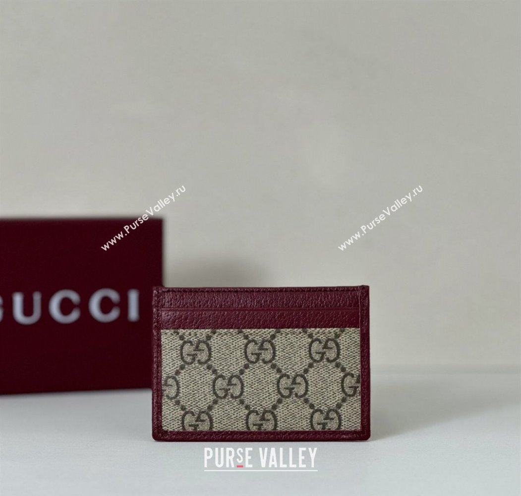 Gucci Ophidia GG Canvas Card Case Wallet Beige/Ancora Red 2025 838486 (DLH-250808027)