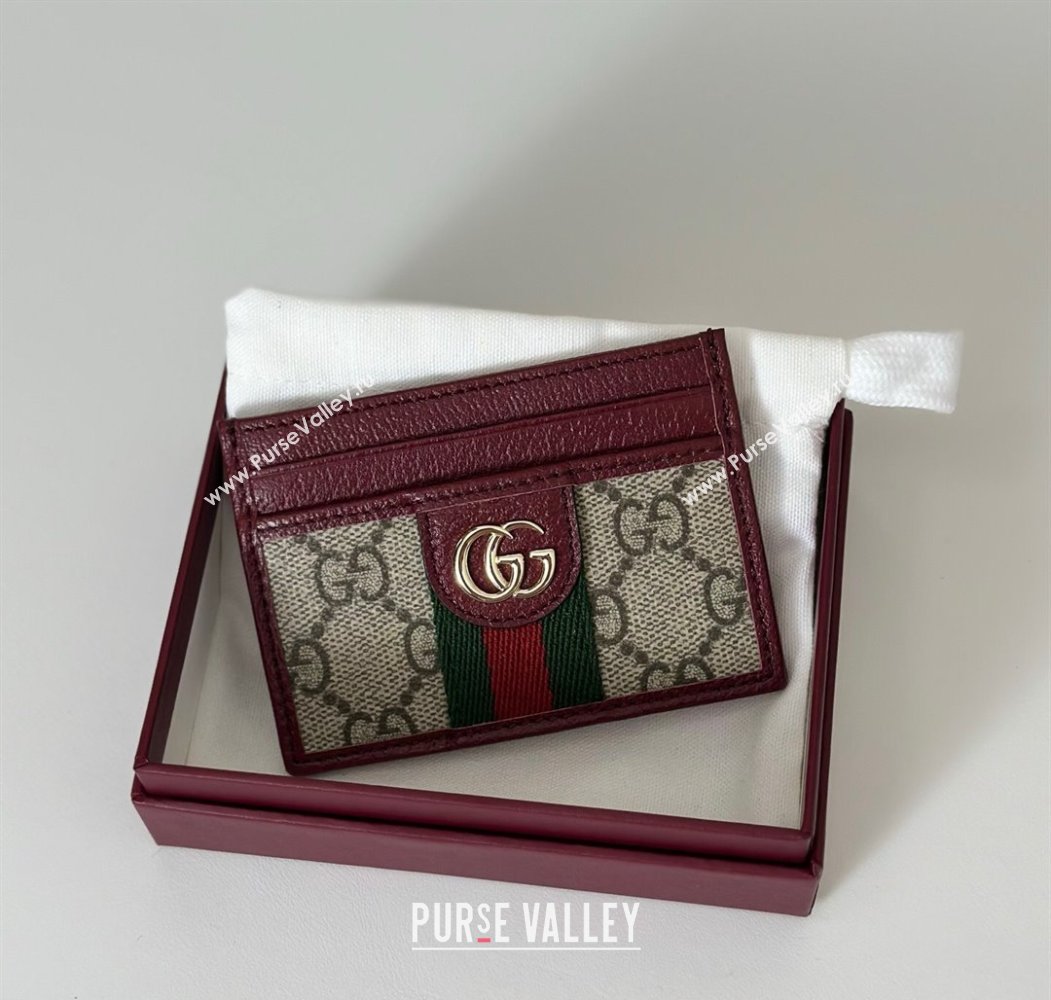 Gucci Ophidia GG Canvas Card Case Wallet Beige/Ancora Red 2025 838486 (DLH-250808027)