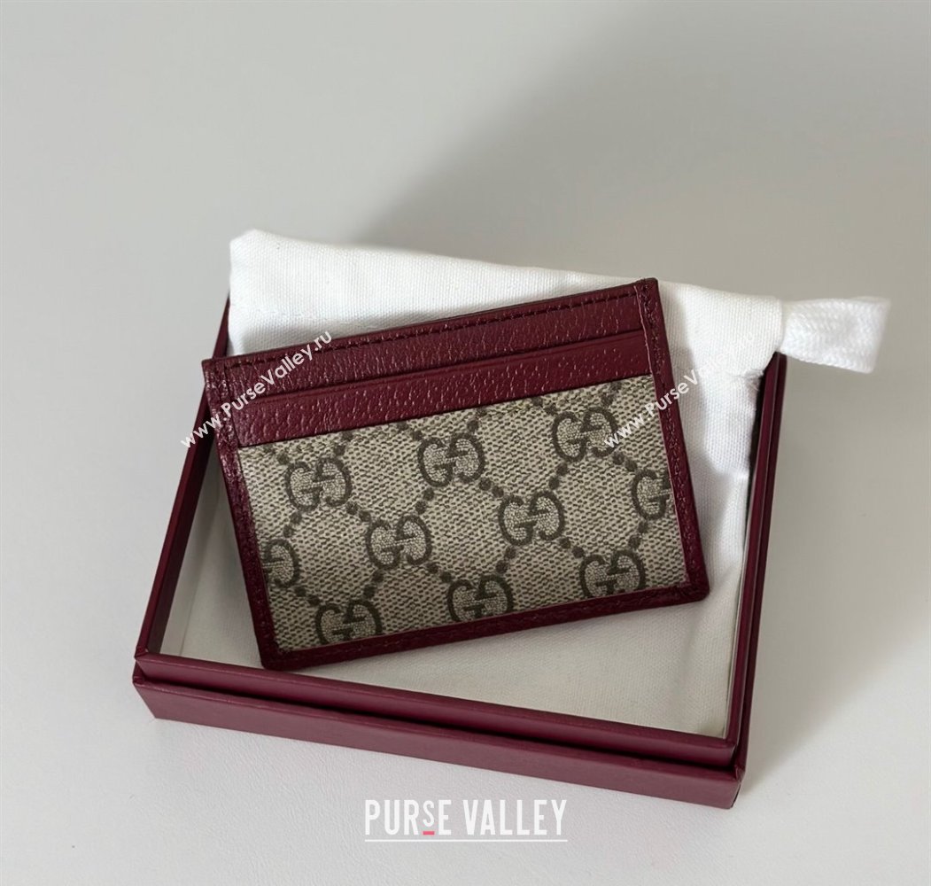 Gucci Ophidia GG Canvas Card Case Wallet Beige/Ancora Red 2025 838486 (DLH-250808027)