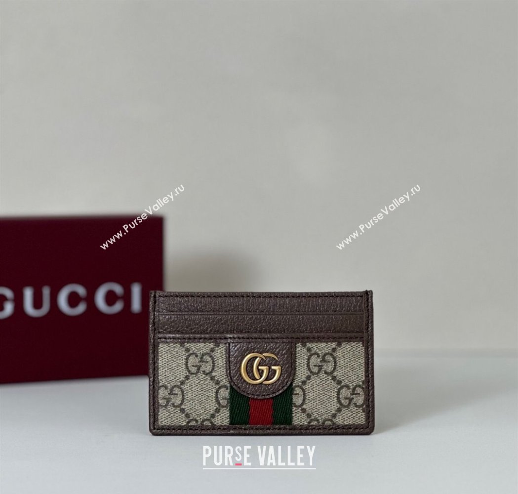 Gucci Ophidia GG Canvas Card Case Wallet Beige/Brown 2025 834795 (DLH-250808028)