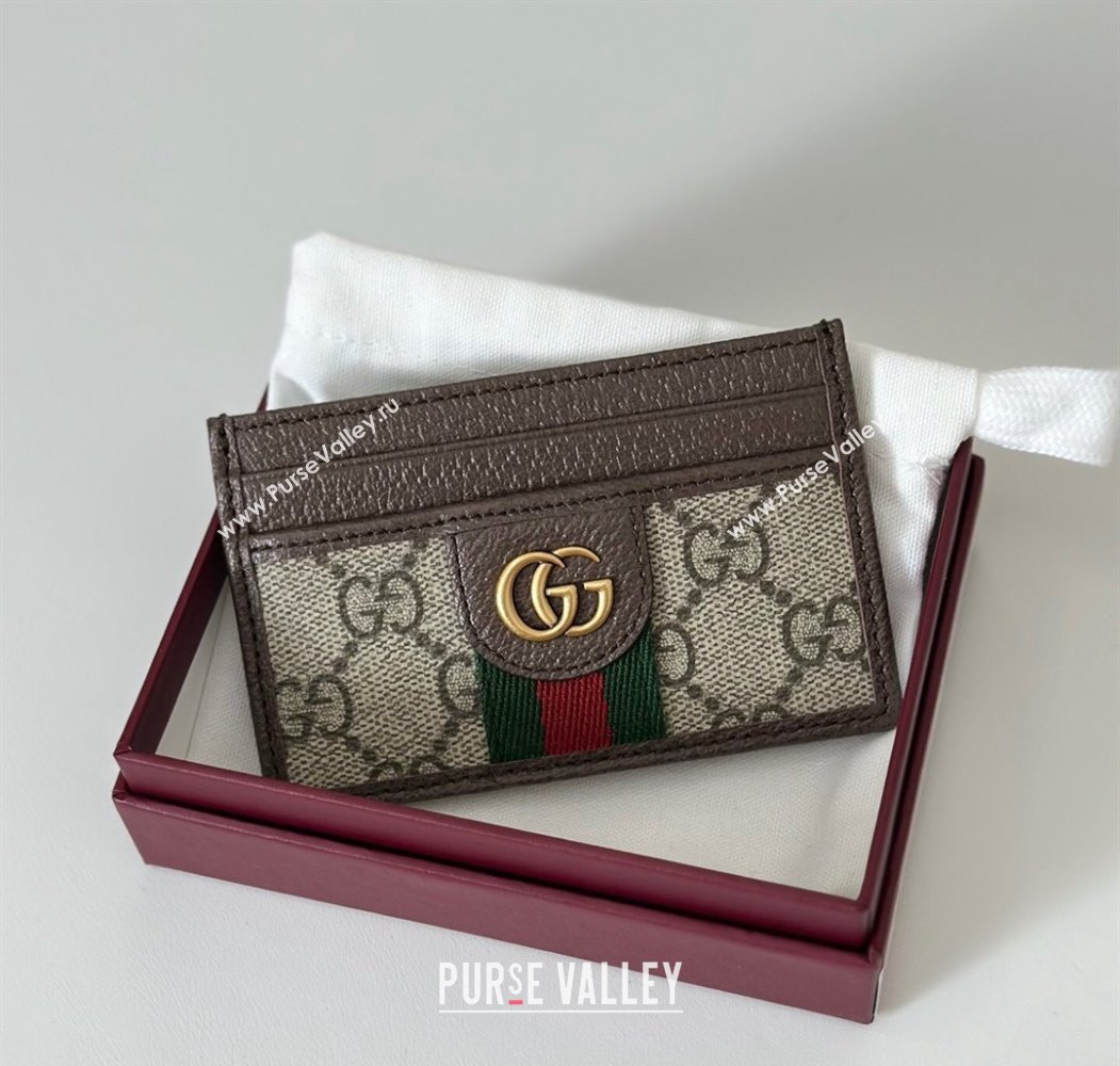 Gucci Ophidia GG Canvas Card Case Wallet Beige/Brown 2025 834795 (DLH-250808028)