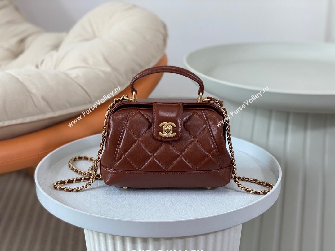 Chanel Shiny Lambskin Mini Bag with Top Handle Bag AS4958 Brown 2024 (SM-24072424)