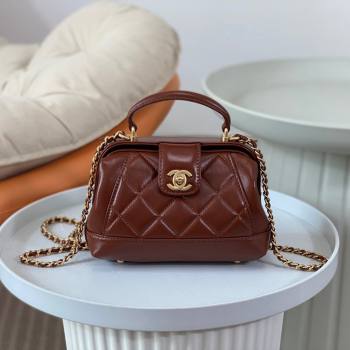 Chanel Shiny Lambskin Mini Bag with Top Handle Bag AS4958 Brown 2024 (SM-24072424)