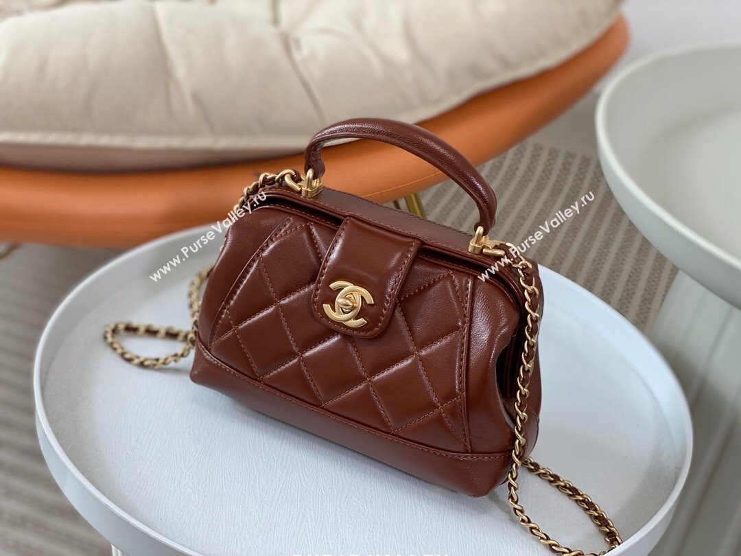 Chanel Shiny Lambskin Mini Bag with Top Handle Bag AS4958 Brown 2024 (SM-24072424)