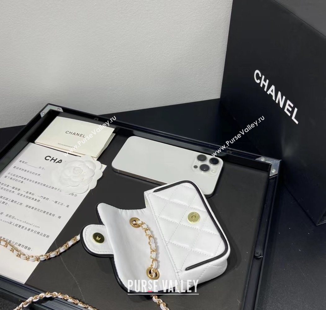 Chanel Leather Clutch with Chain White 2025 0618 (99-250618015)