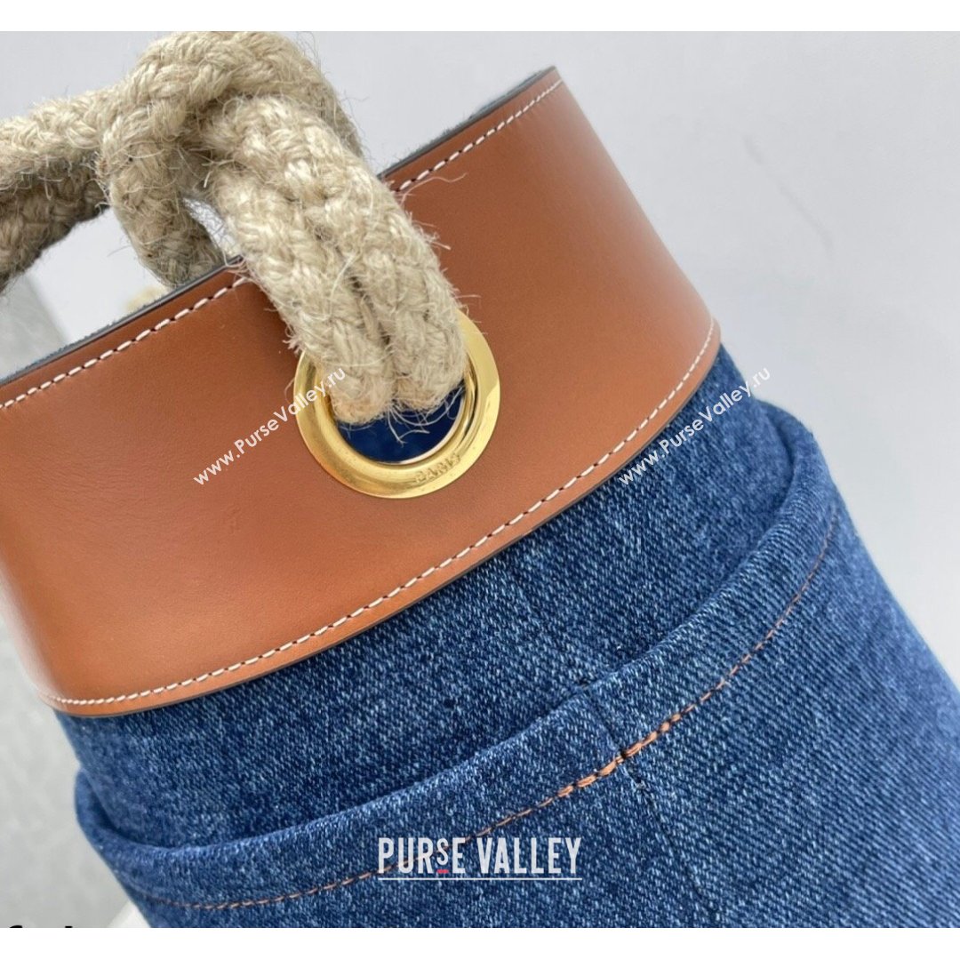 Celine Bucket Marin Bucket Bag in Denim and Calfskin Blue/Brown 2021 (BL-21090416)