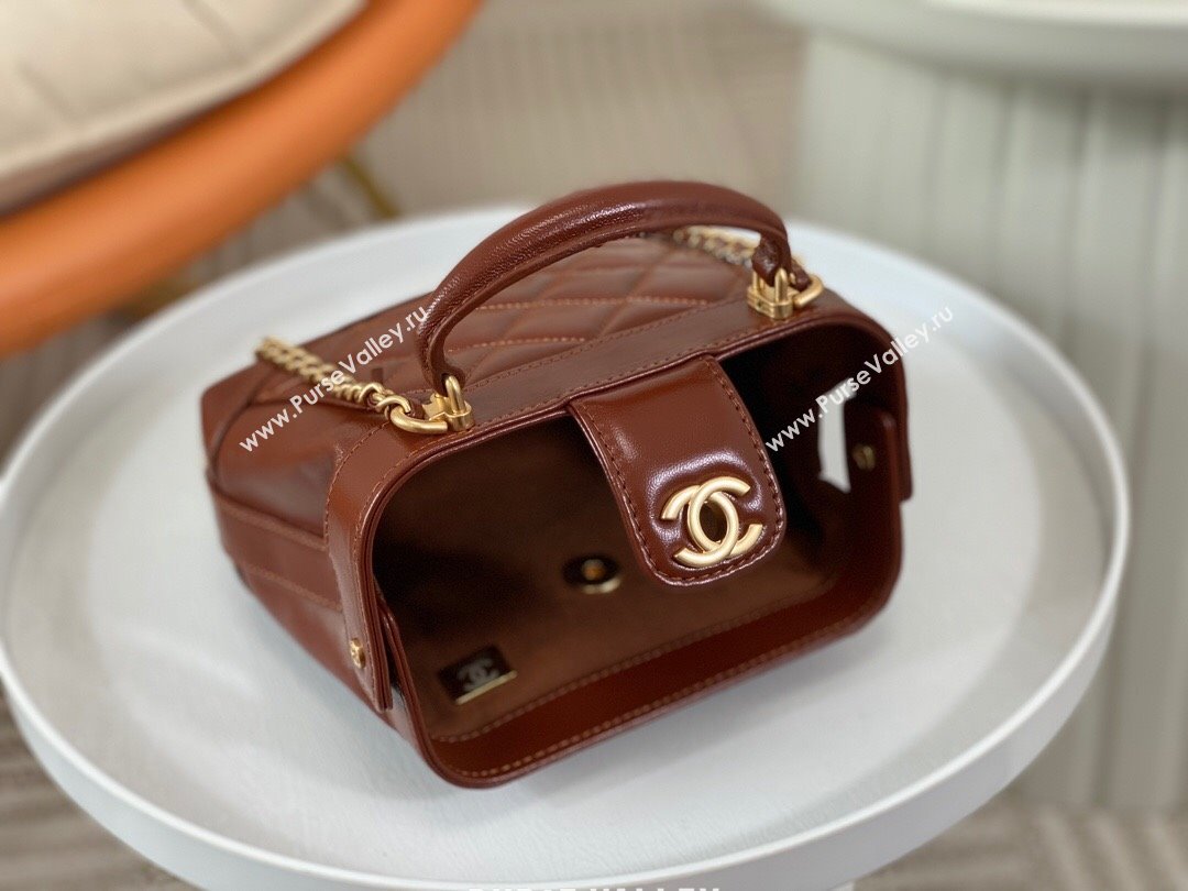 Chanel Shiny Lambskin Mini Bag with Top Handle Bag AS4958 Brown 2024 (SM-24072424)