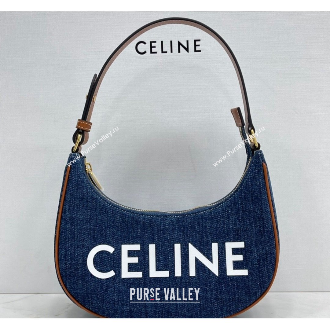 Celine Ava Hobo Bag in Denim and Calfskin Blue/Brown/White 2021 (BL-21090417)