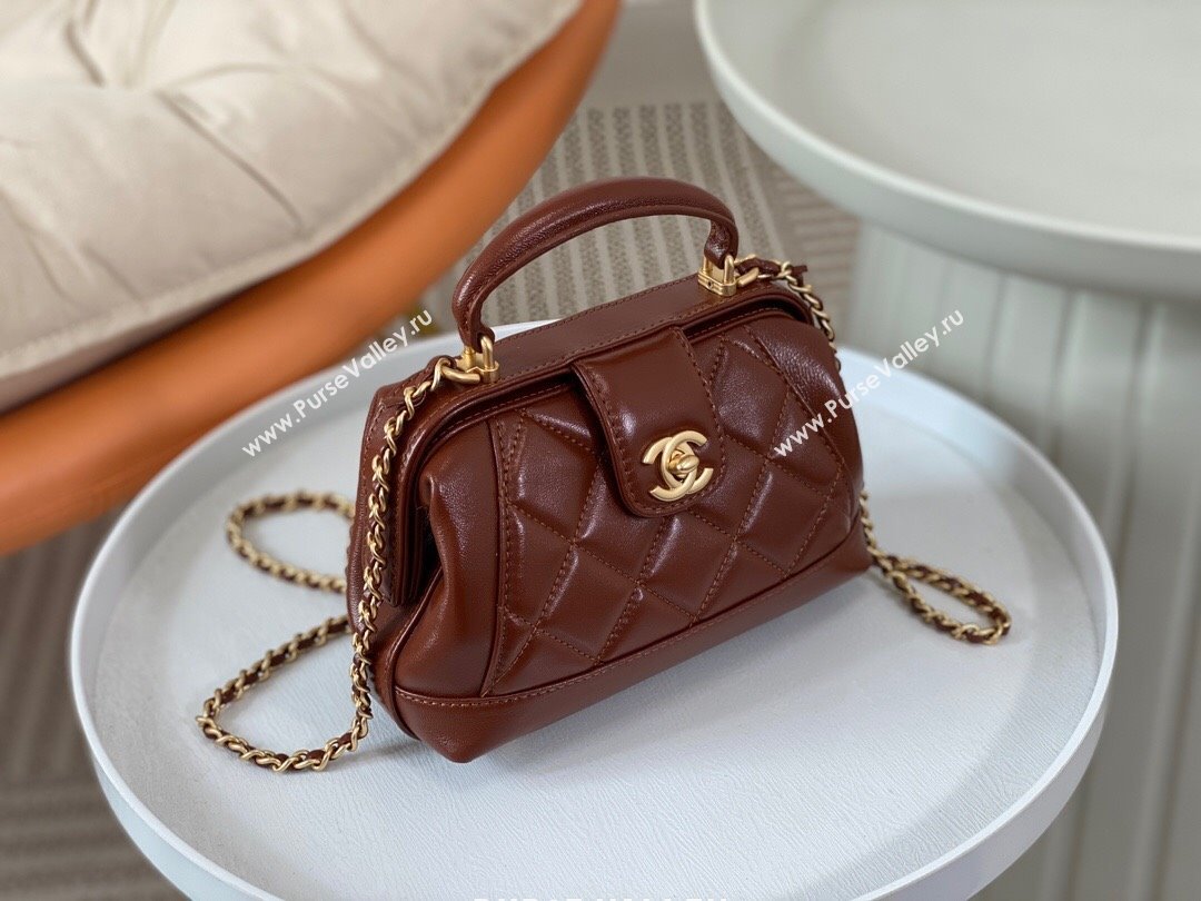 Chanel Shiny Lambskin Mini Bag with Top Handle Bag AS4958 Brown 2024 (SM-24072424)