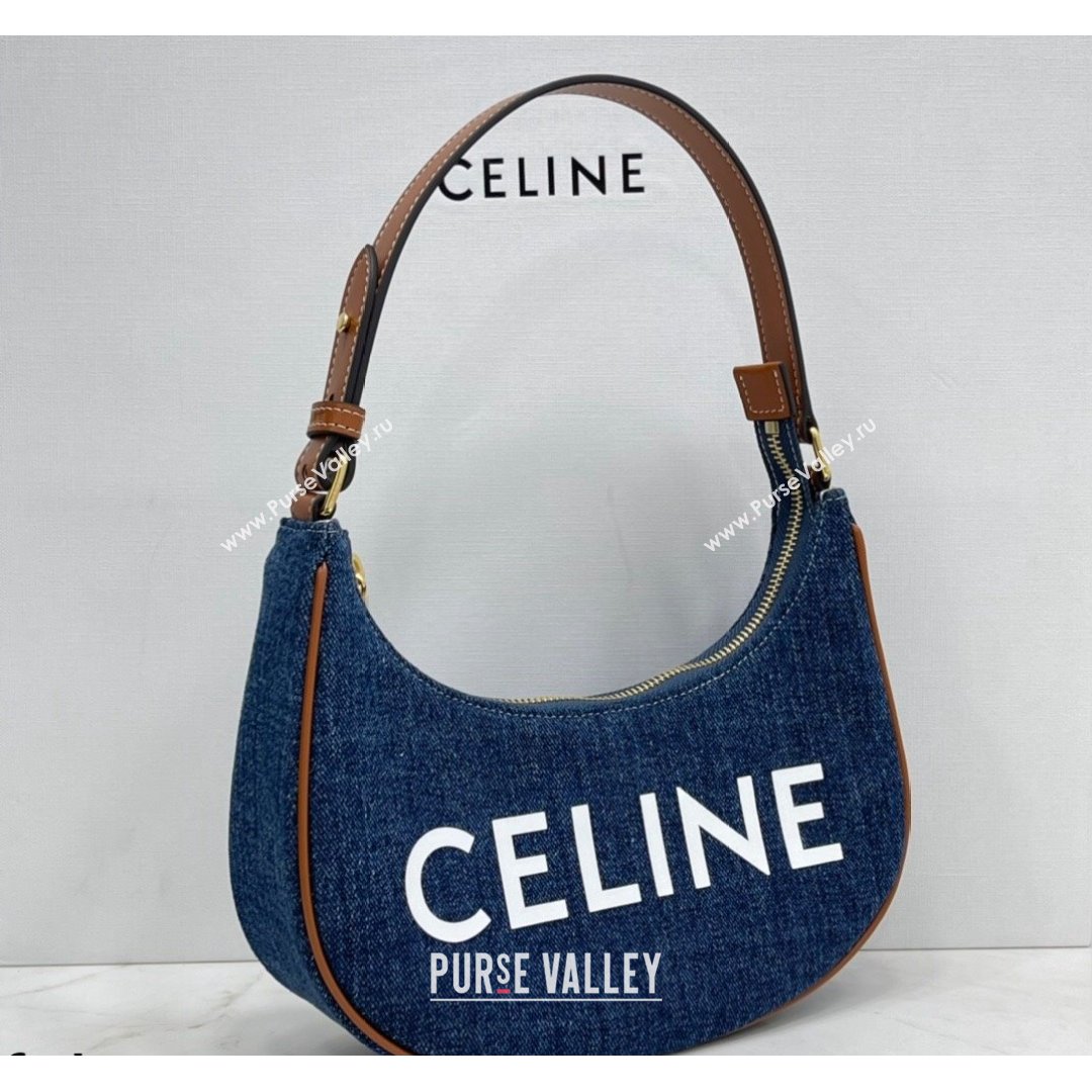 Celine Ava Hobo Bag in Denim and Calfskin Blue/Brown/White 2021 (BL-21090417)