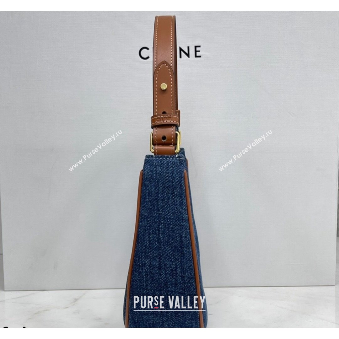 Celine Ava Hobo Bag in Denim and Calfskin Blue/Brown/White 2021 (BL-21090417)