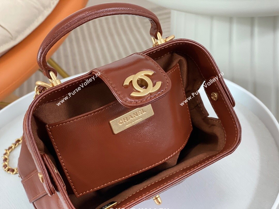 Chanel Shiny Lambskin Mini Bag with Top Handle Bag AS4958 Brown 2024 (SM-24072424)