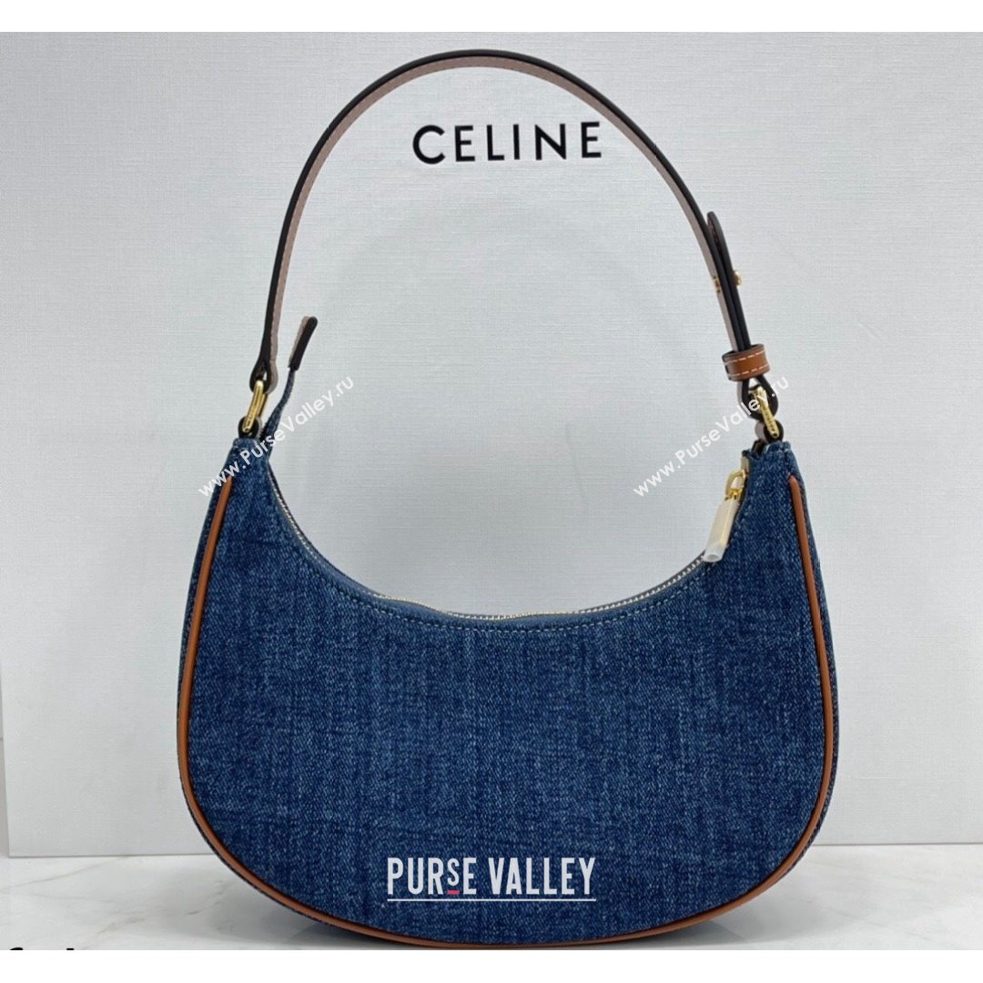 Celine Ava Hobo Bag in Denim and Calfskin Blue/Brown/White 2021 (BL-21090417)