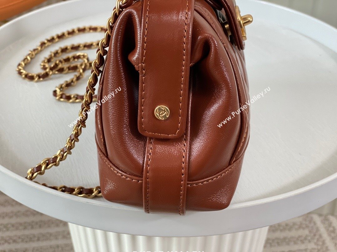 Chanel Shiny Lambskin Mini Bag with Top Handle Bag AS4958 Brown 2024 (SM-24072424)