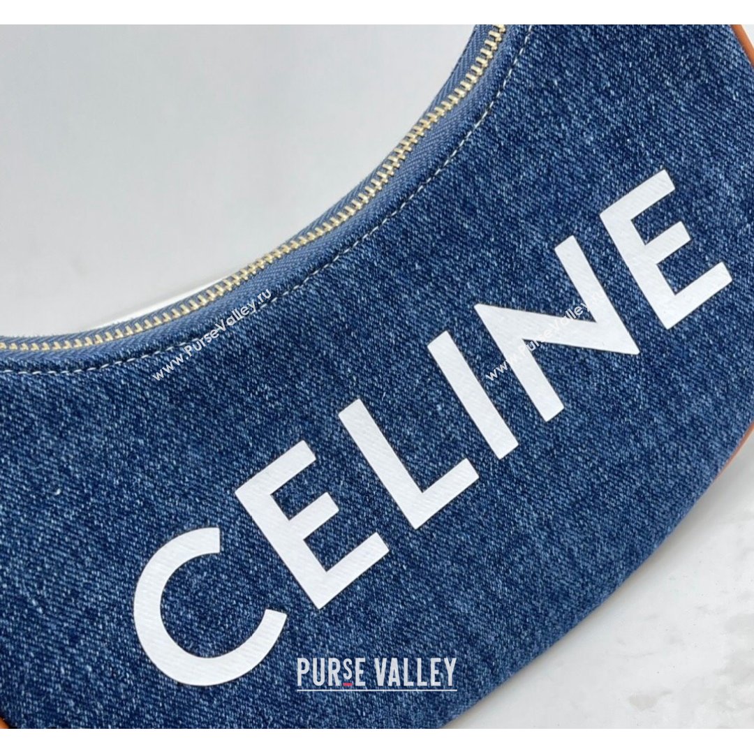 Celine Ava Hobo Bag in Denim and Calfskin Blue/Brown/White 2021 (BL-21090417)