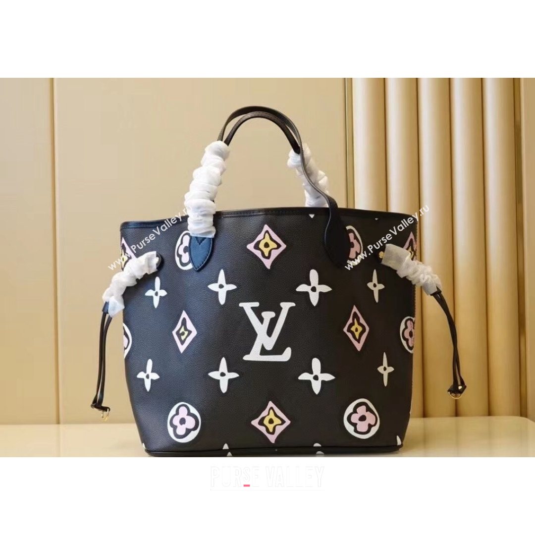 Louis Vuitton Neverfull MM Tote Bag in Black Monogram Canvas M45818 2021 (K-210826051)