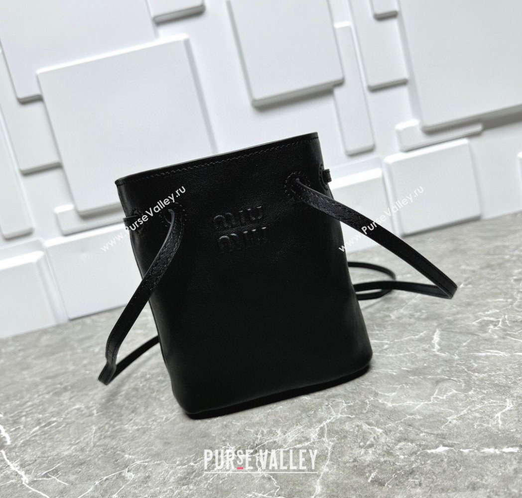 Miu Miu Nappa leather bucket mini-bag Black 2025 5NF460 (99-250618030)