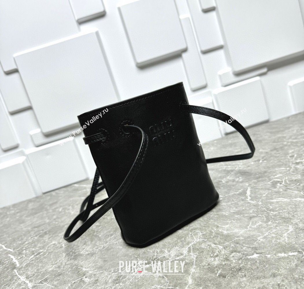 Miu Miu Nappa leather bucket mini-bag Black 2025 5NF460 (99-250618030)