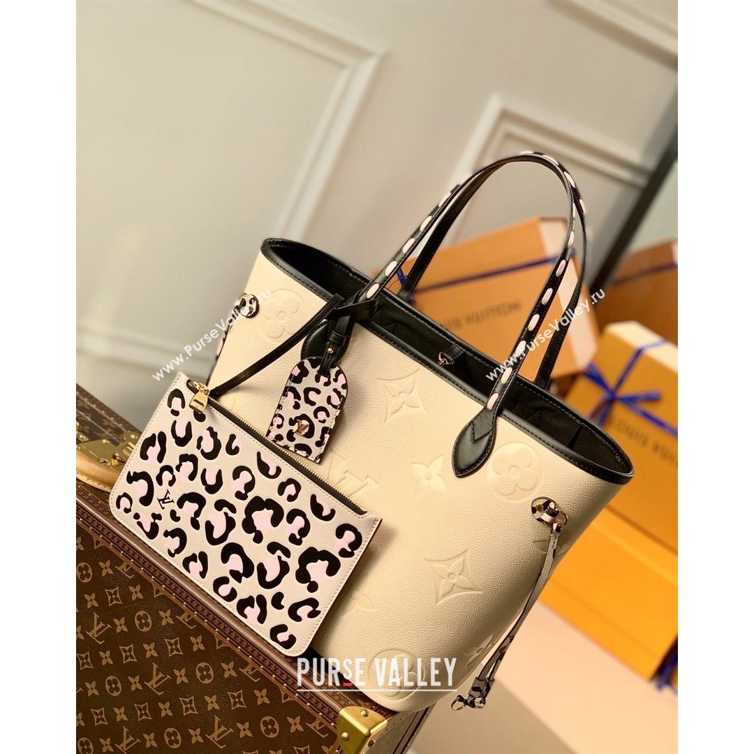 Louis Vuitton Neverfull MM Tote Bag in Monogram Empreinte Leather M58525 Cream 2021 (K-210826053)