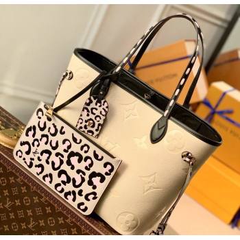 Louis Vuitton Neverfull MM Tote Bag in Monogram Empreinte Leather M58525 Cream 2021 (K-210826053)