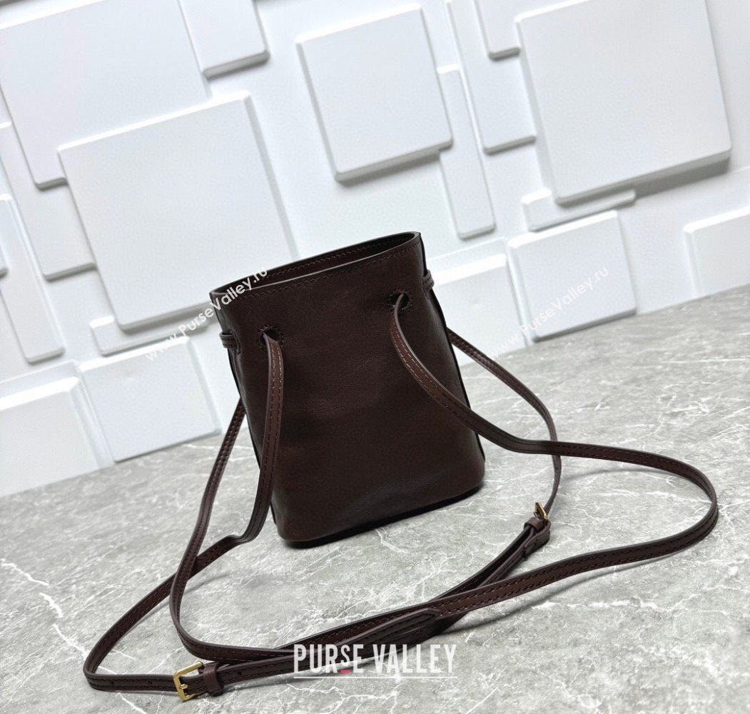 Miu Miu Nappa leather bucket mini-bag Briarwood Brown 2025 5NF460 (99-250618031)