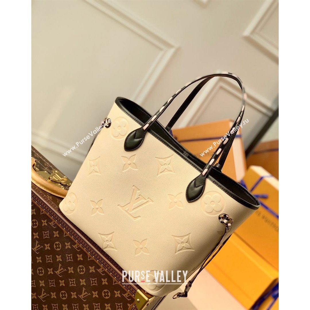 Louis Vuitton Neverfull MM Tote Bag in Monogram Empreinte Leather M58525 Cream 2021 (K-210826053)