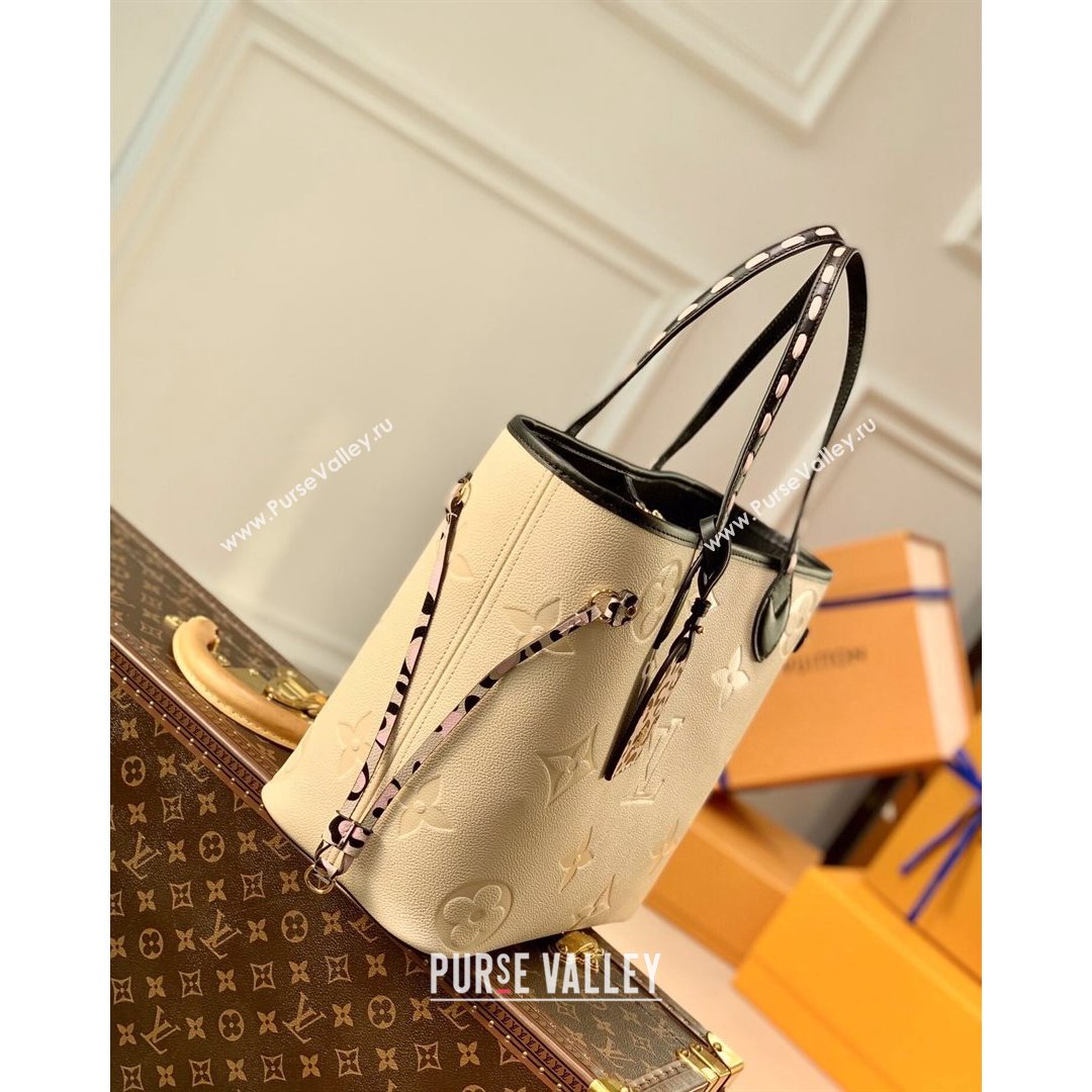 Louis Vuitton Neverfull MM Tote Bag in Monogram Empreinte Leather M58525 Cream 2021 (K-210826053)