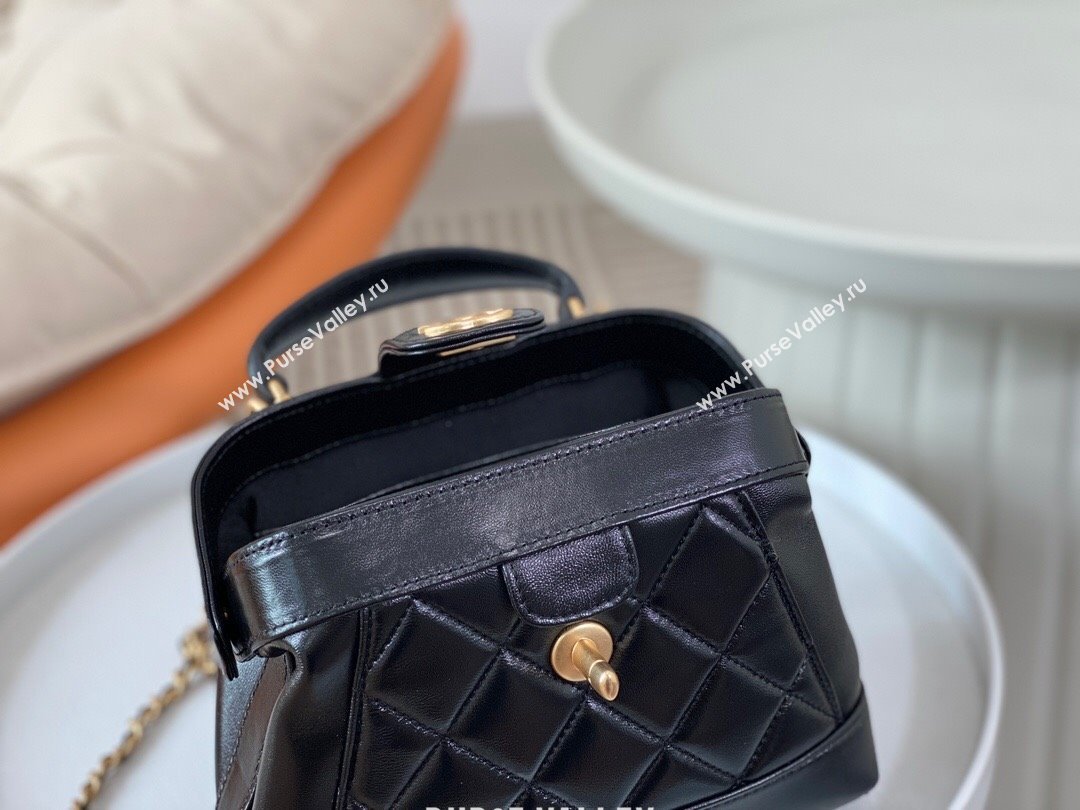 Chanel Shiny Lambskin Mini Bag with Top Handle Bag AS4958 Black 2024 (SM-24072425)