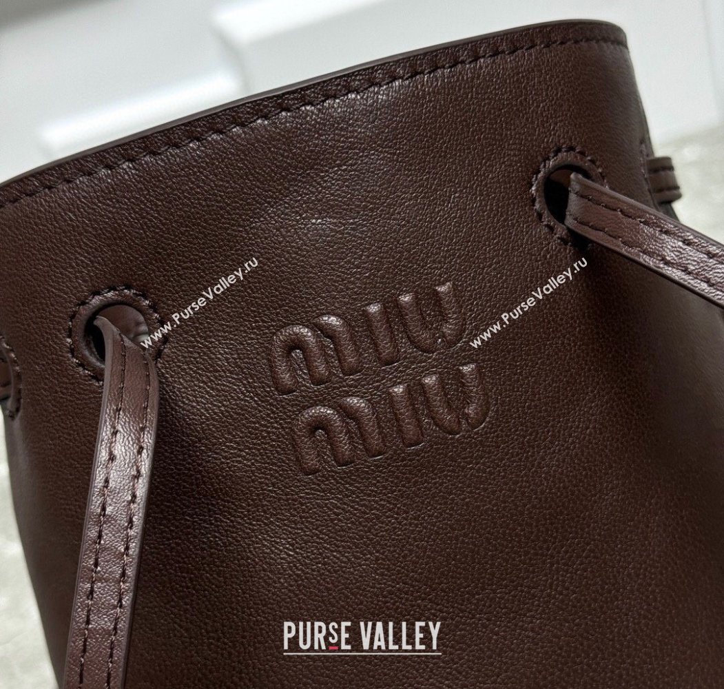 Miu Miu Nappa leather bucket mini-bag Briarwood Brown 2025 5NF460 (99-250618031)