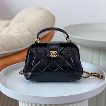 Chanel Shiny Lambskin Mini Bag with Top Handle Bag AS4958 Black 2024 (SM-24072425)