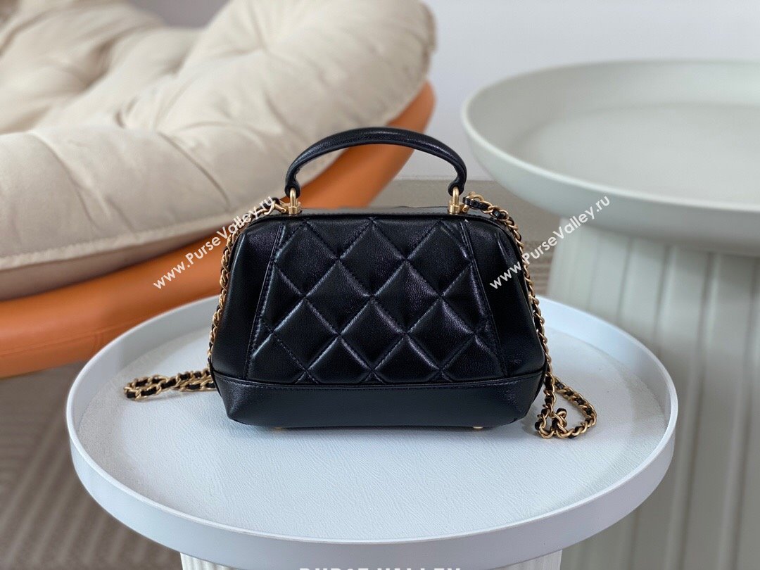 Chanel Shiny Lambskin Mini Bag with Top Handle Bag AS4958 Black 2024 (SM-24072425)