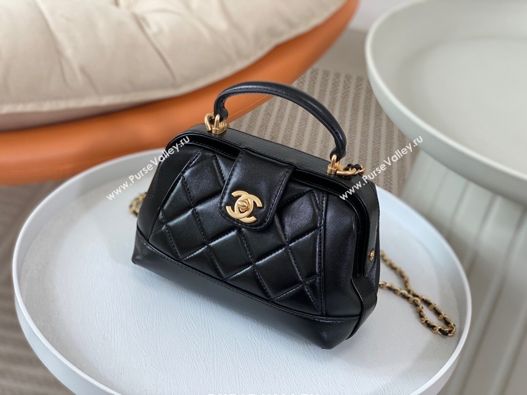 Chanel Shiny Lambskin Mini Bag with Top Handle Bag AS4958 Black 2024 (SM-24072425)