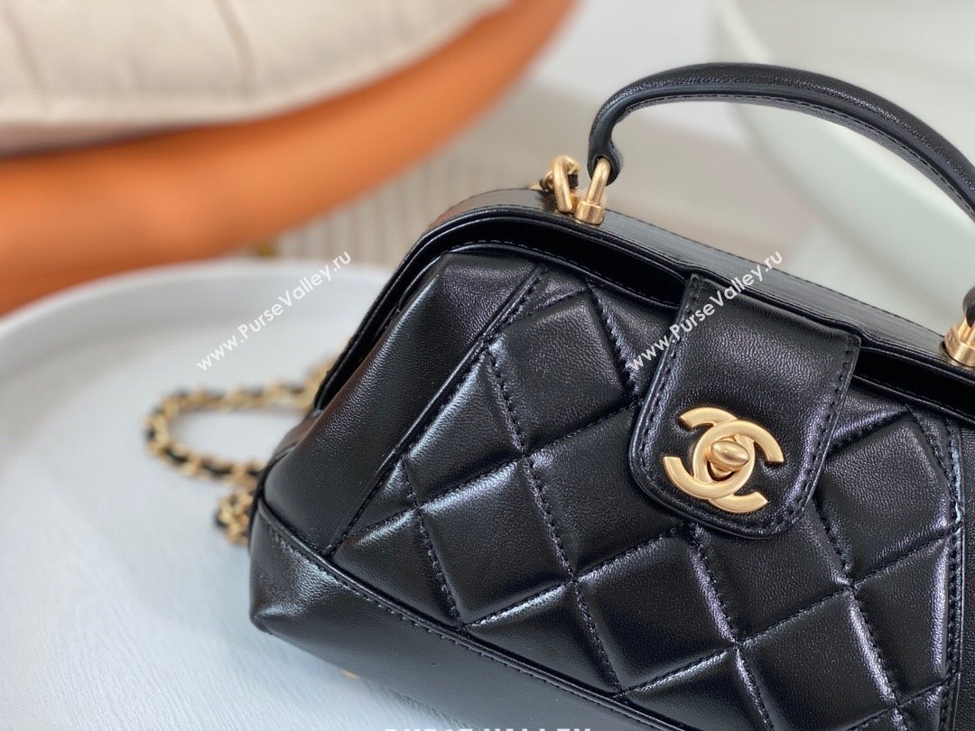 Chanel Shiny Lambskin Mini Bag with Top Handle Bag AS4958 Black 2024 (SM-24072425)