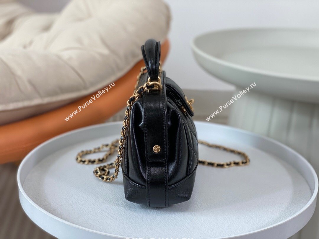 Chanel Shiny Lambskin Mini Bag with Top Handle Bag AS4958 Black 2024 (SM-24072425)