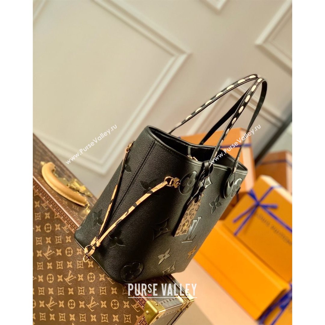 Louis Vuitton Neverfull MM Tote Bag in Monogram Empreinte Leather M45856 Black 2021 (K-210826054)