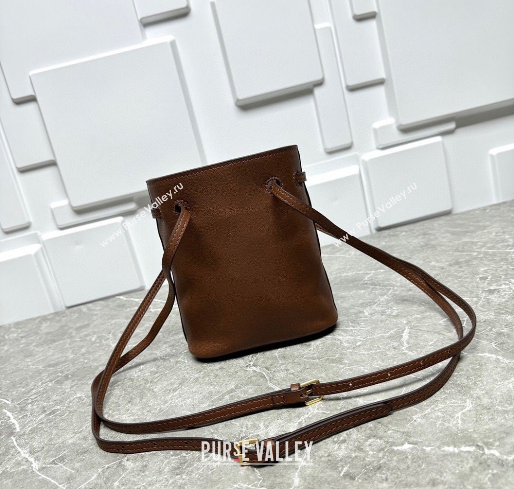 Miu Miu Nappa leather bucket mini-bag Oak Brown 2025 5NF460 (99-250618032)