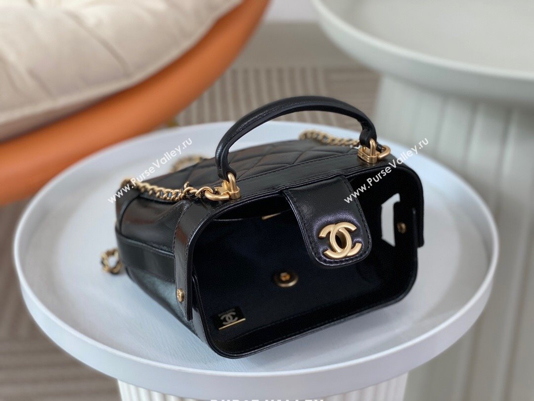 Chanel Shiny Lambskin Mini Bag with Top Handle Bag AS4958 Black 2024 (SM-24072425)