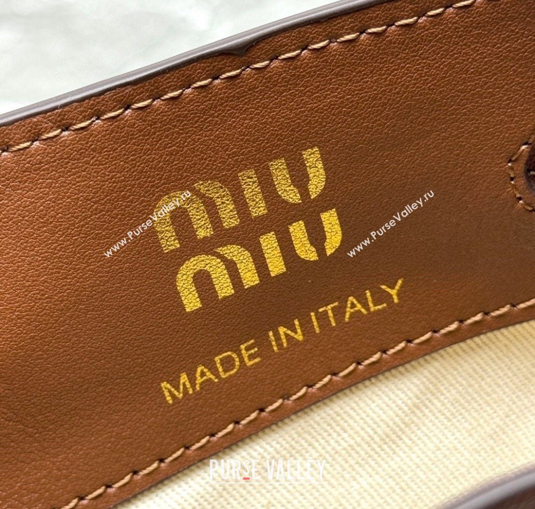 Miu Miu Nappa leather bucket mini-bag Oak Brown 2025 5NF460 (99-250618032)