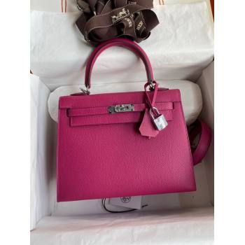 Hermes Kelly 25/28/32cm Bag in Original Epsom Leather Rosy/Silver 2024 (Handmand) (M-24021918)