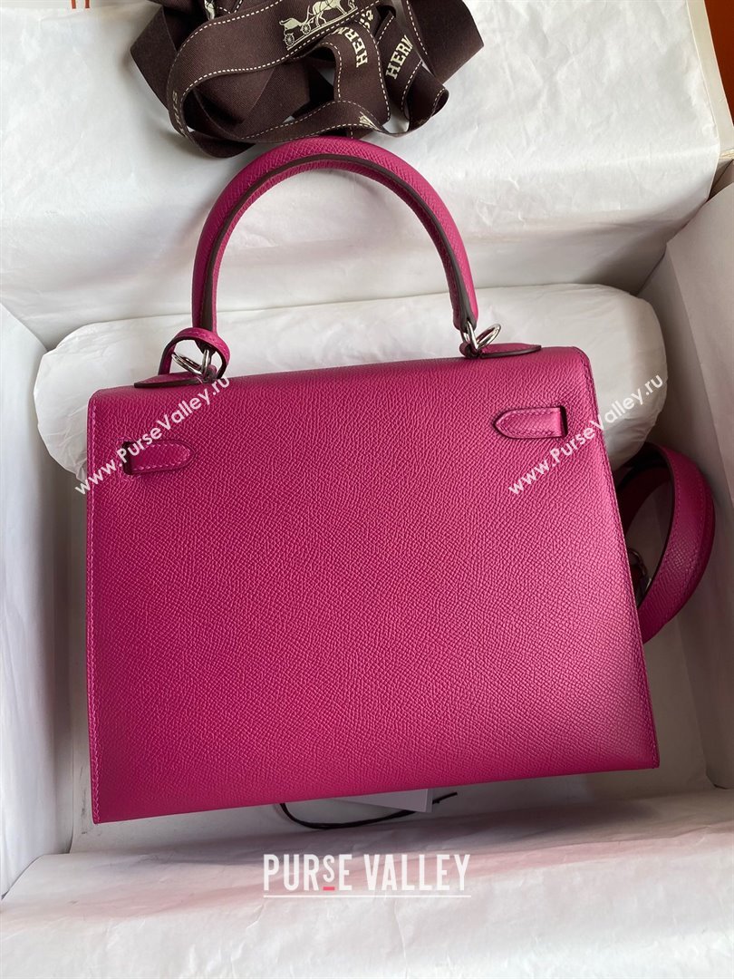 Hermes Kelly 25/28/32cm Bag in Original Epsom Leather Rosy/Silver 2024 (Handmand) (M-24021918)