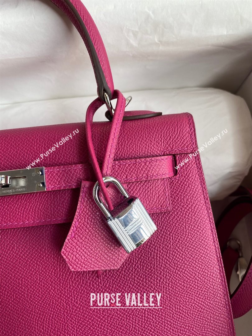 Hermes Kelly 25/28/32cm Bag in Original Epsom Leather Rosy/Silver 2024 (Handmand) (M-24021918)